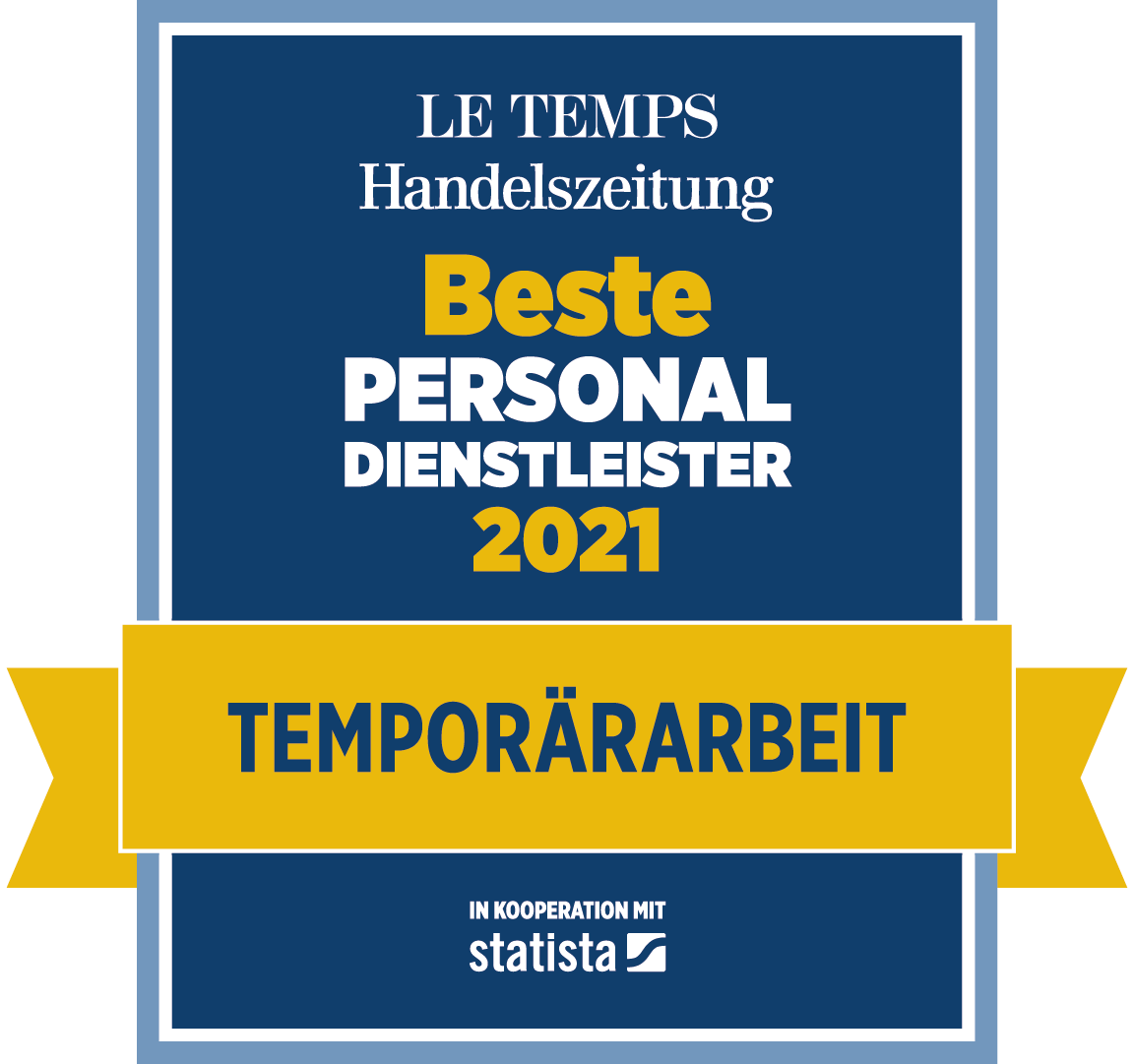 Beste Personaldienstleister 2021 - Temporärarbeit